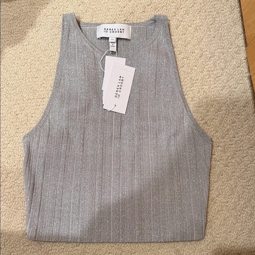 10 Crosby Derek Lam Shimmering Gray Tank Top